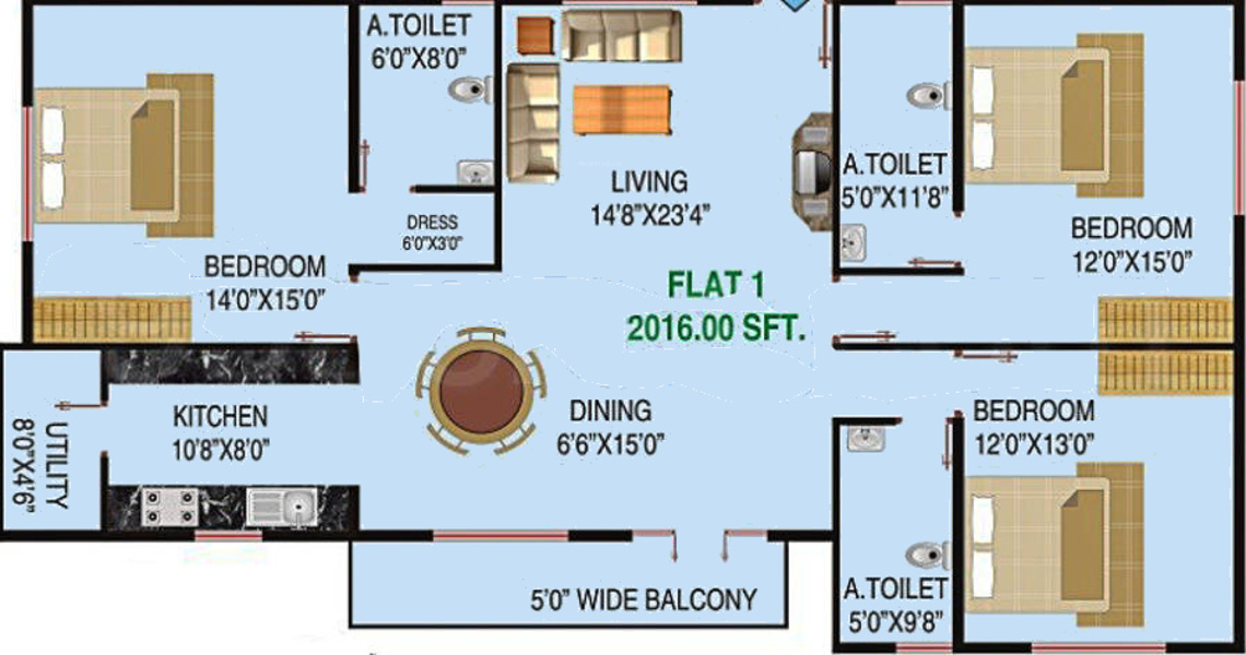 Nandi Aryan Residency (3BHK+3T (2,016 sq ft) 2016 sq ft) Nandi Aryan Residency (3BHK+3T (2,016 sq ft) 2016 sq ft)