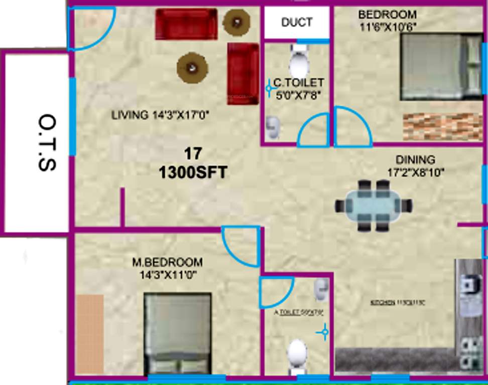 Sumukha Telecom Clusters (2BHK+2T (1,300 sq ft) 1300 sq ft)