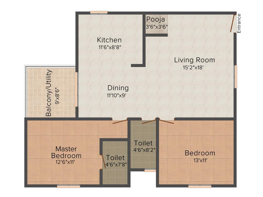 Sumukha Telecom Clusters (2BHK+2T (1,310 sq ft)   Pooja Room 1310 sq ft)