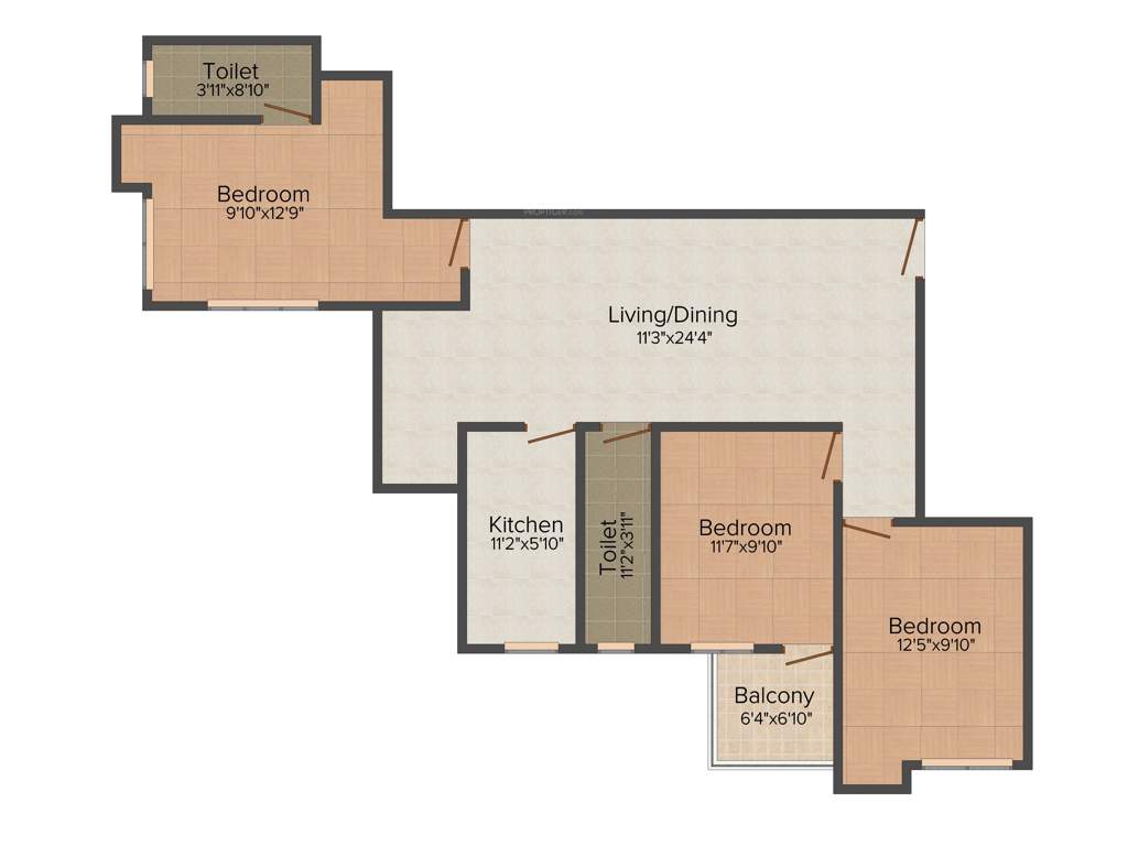Mamata Suvenior Heights (3BHK+3T (1,383 sq ft) 1383 sq ft)