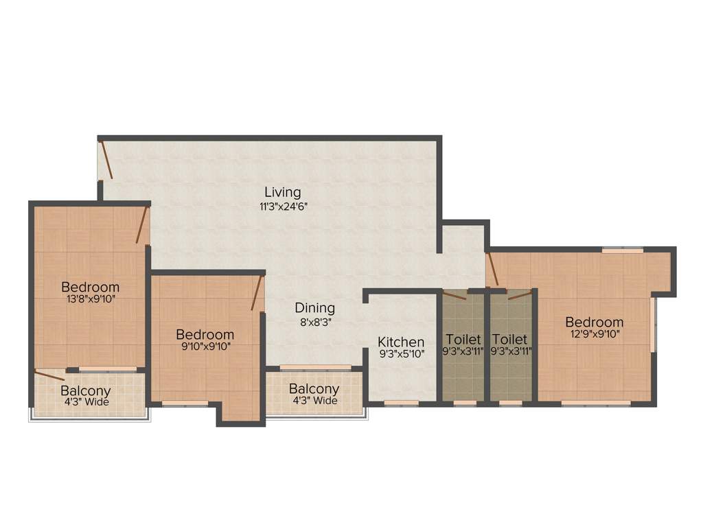 Mamata Suvenior Heights (3BHK+3T (1,460 sq ft) 1460 sq ft)