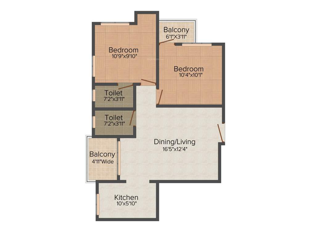 Mamata Suvenior Heights (2BHK+2T (928 sq ft) 928 sq ft)