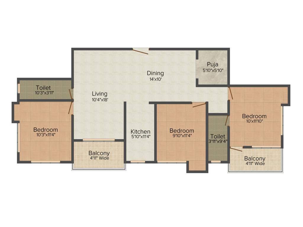 Mamata Suvenior Heights (3BHK+3T (1,500 sq ft) 1500 sq ft)