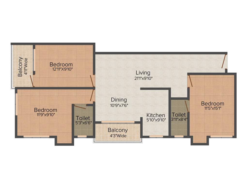 Mamata Suvenior Heights (3BHK+3T (1,448 sq ft) 1448 sq ft)