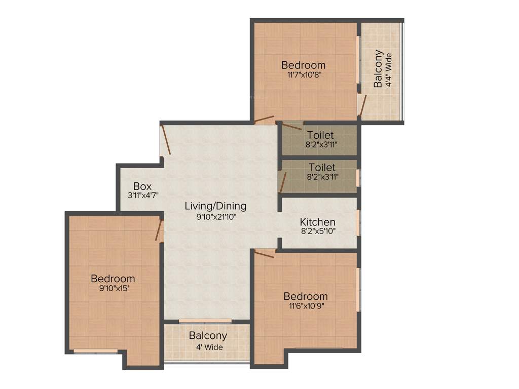 Mamata Suvenior Heights (3BHK+3T (1,315 sq ft) 1315 sq ft)