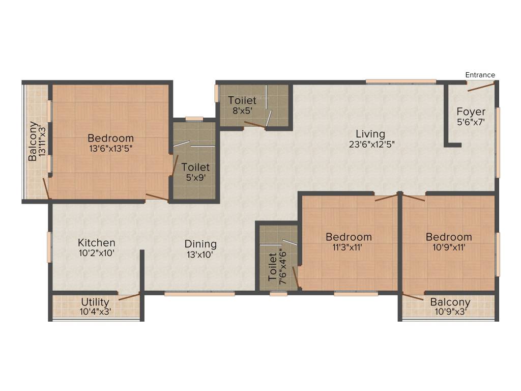 Peace Paradise (3BHK+3T (1,889 sq ft) 1889 sq ft)