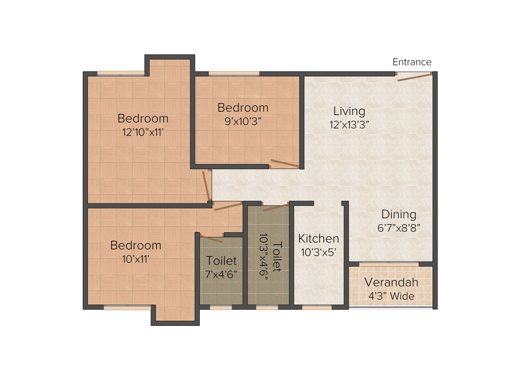 Bhawani Sunvalley (3BHK+2T (1,206 sq ft) 1206 sq ft)