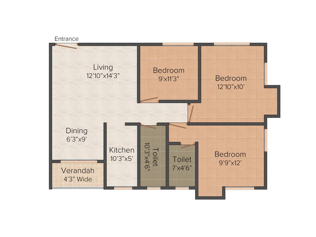 Bhawani Sunvalley (3BHK+2T (1,241 sq ft) 1241 sq ft)
