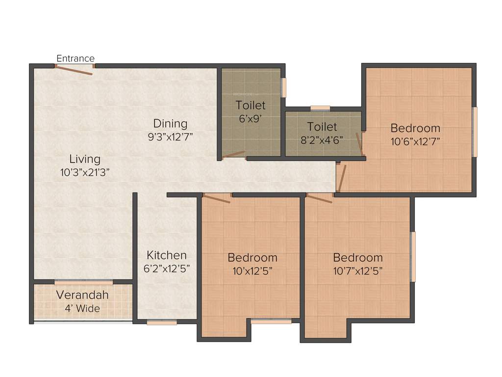 Bhawani Sunvalley (3BHK+2T (1,478 sq ft) 1478 sq ft)
