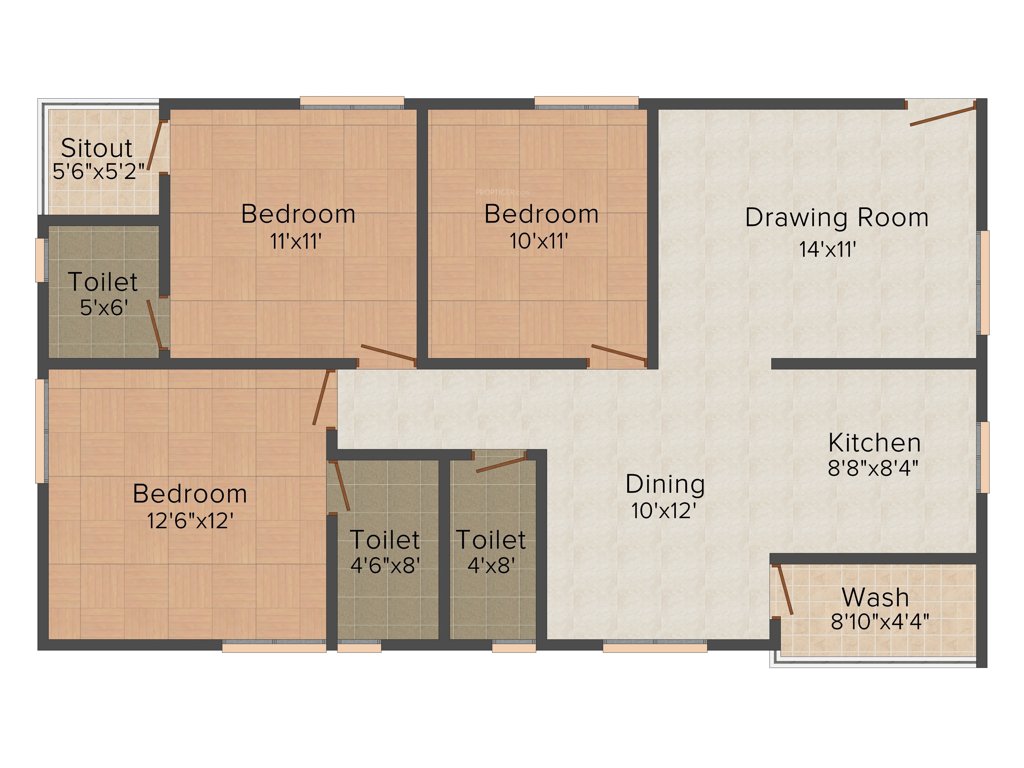 Essen Elegance (3BHK+3T (1,295 sq ft) 1295 sq ft)