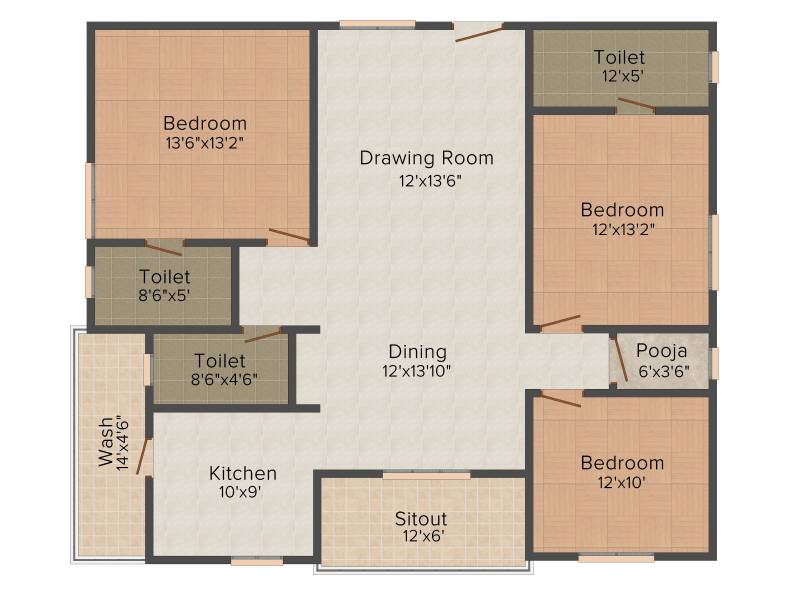 Essen Elegance (3BHK+3T (1,685 sq ft)   Pooja Room 1685 sq ft)