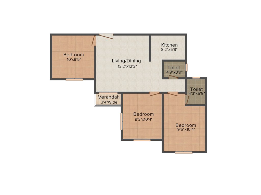 SD Aqua View (3BHK+2T (1,074 sq ft) 1074 sq ft)