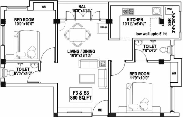 KK Builders Chennai Sri Pushpavalli (2BHK+2T (860 sq ft) 860 sq ft)