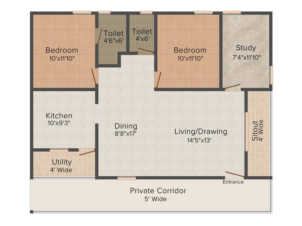 IJM Rain Tree Park Willows Grande (2BHK+2T (1,200 sq ft) + Study Room 1200 sq ft)