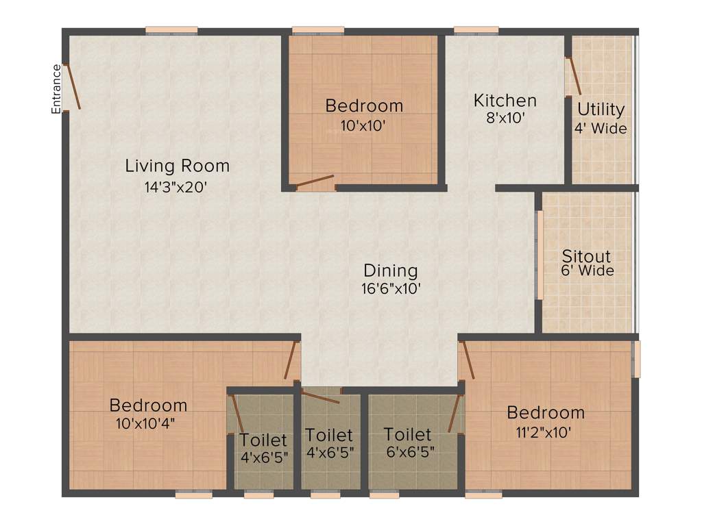 IJM Rain Tree Park Willows Grande (3BHK+3T (1,411 sq ft) 1411 sq ft)