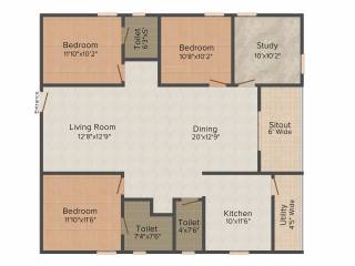 IJM Rain Tree Park Willows Grande (3BHK+3T (1,744 sq ft) + Study Room 1744 sq ft)
