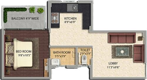 Pyramid Urban Homes II (1BHK+2T (335 sq ft) 335 sq ft)