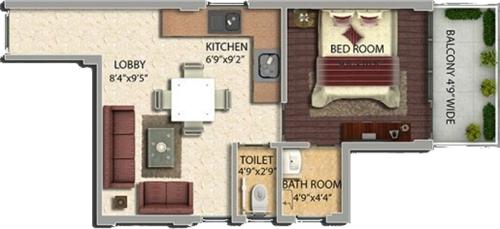 Pyramid Urban Homes II (1BHK+2T (347 sq ft) 347 sq ft)