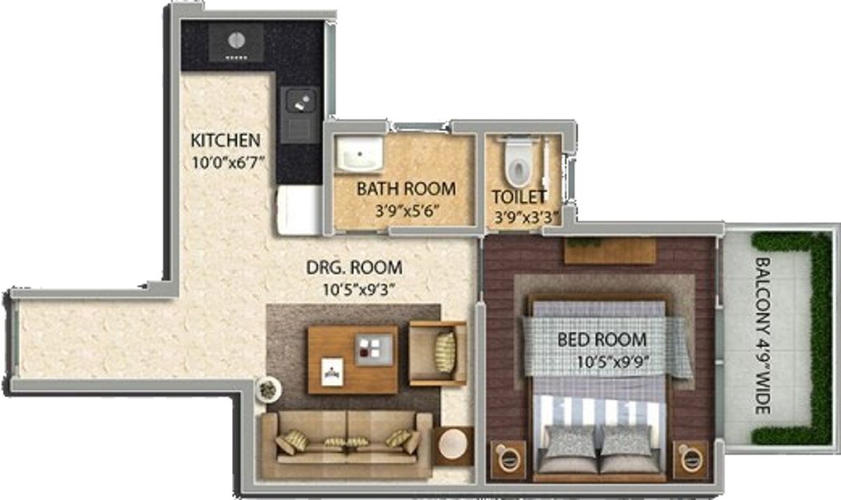 Pyramid Urban Homes II (1BHK+2T (340 sq ft) 340 sq ft)