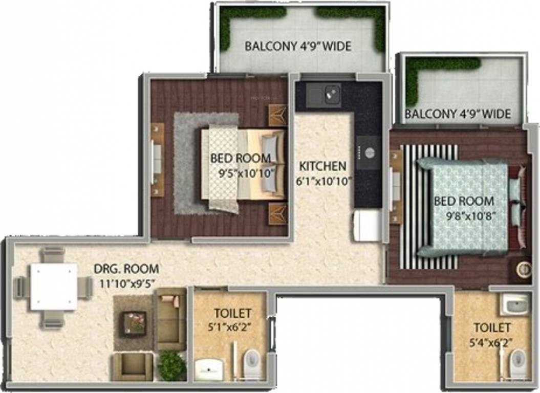 Pyramid Urban Homes II (2BHK+2T (501 sq ft) 501 sq ft)