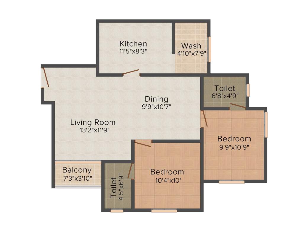 Sowparnika Sandal Tower (2BHK+2T (1,075 sq ft) 1075 sq ft)