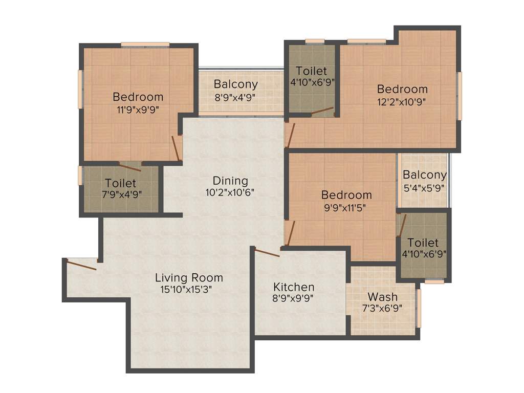 Sowparnika Sandal Tower (3BHK+3T (1,625 sq ft) 1625 sq ft)