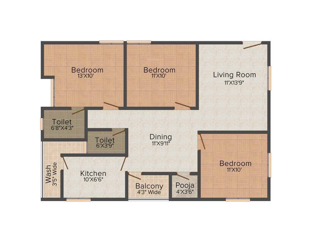 EAPL Sri Tirumala Flora (3BHK+3T (1,305 sq ft) 1305 sq ft)