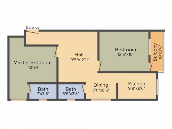 Pranav Casa Grand (2BHK+2T (841 sq ft) 841 sq ft)