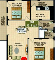 Sai Avhni (2BHK+2T (1,313 sq ft) 1313 sq ft)