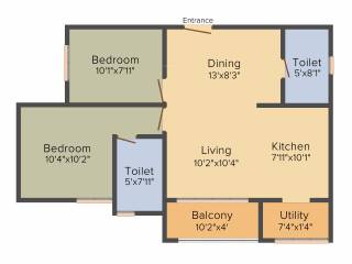 Esteem Emblem (2BHK+2T (930 sq ft) 930 sq ft)