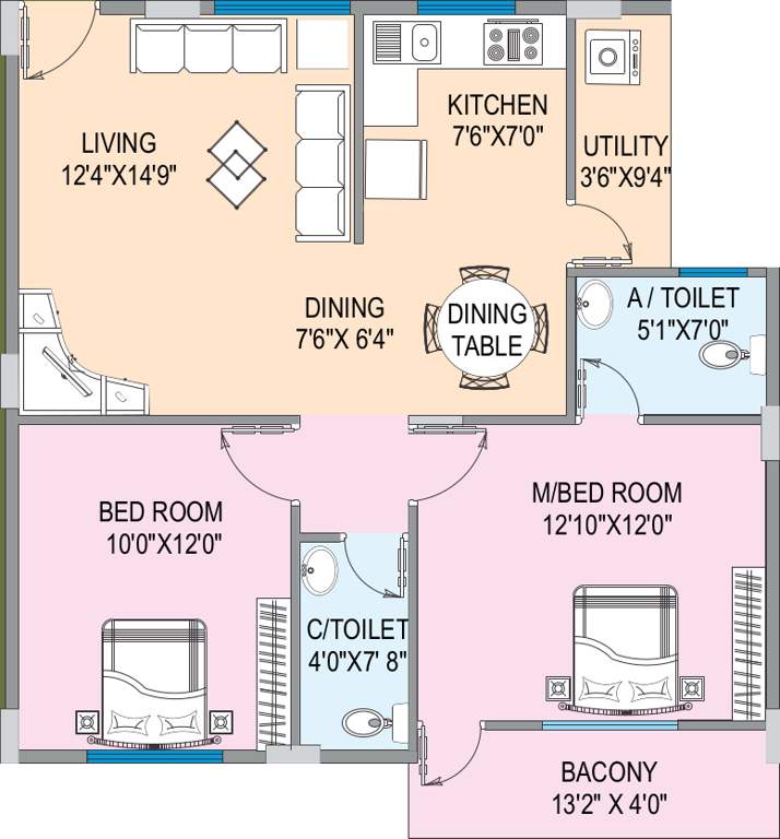 OSNC Nandini Springfield (2BHK+2T (1,035 sq ft) 1035 sq ft)