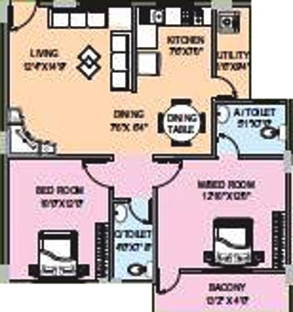 OSNC Nandini Springfield (2BHK+2T (1,035 sq ft) 1035 sq ft)