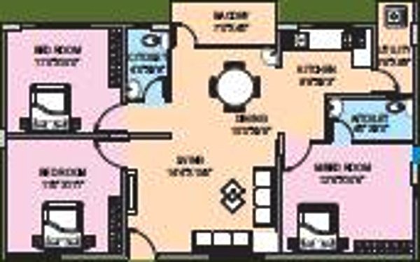 OSNC Nandini Springfield (3BHK+2T (1,188 sq ft) 1188 sq ft)