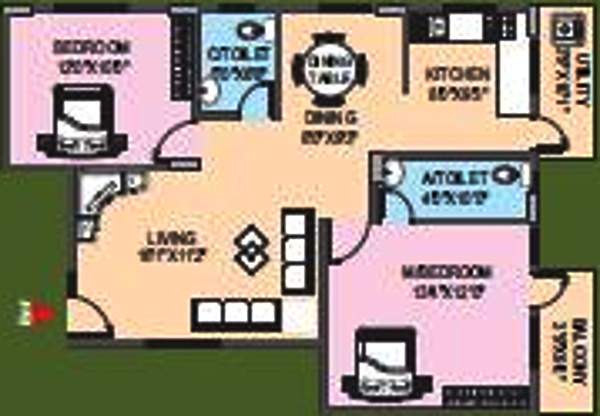 OSNC Nandini Springfield (2BHK+2T (1,197 sq ft) 1197 sq ft)