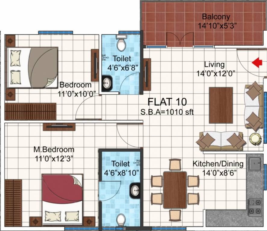 Kumari Elite (2BHK+2T (1,010 sq ft) 1010 sq ft) Kumari Elite (2BHK+2T (1,010 sq ft) 1010 sq ft)