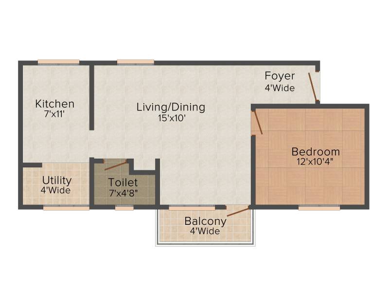 Land Hill Point III (1BHK+1T (763 sq ft) 763 sq ft)