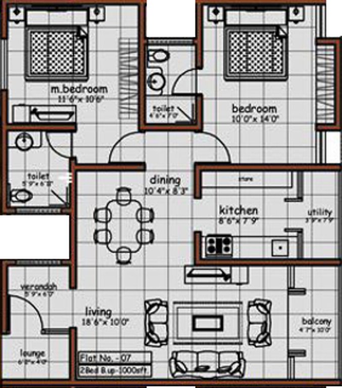 Concept Tranquil Heights (2BHK+2T (1,230 sq ft) 1230 sq ft)