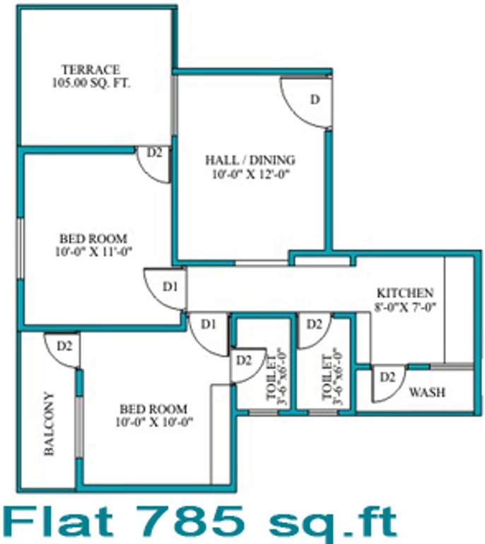 Neel Neel Vihar Apartment (2BHK+2T (785 sq ft) 785 sq ft)