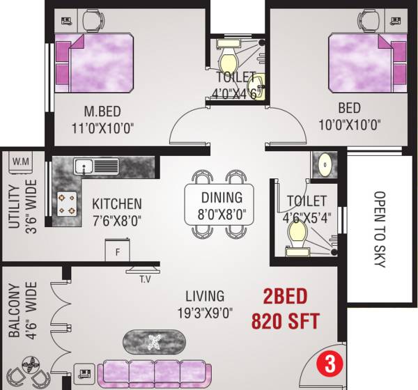 Vishwas Neha (2BHK+2T (820 sq ft) 820 sq ft)