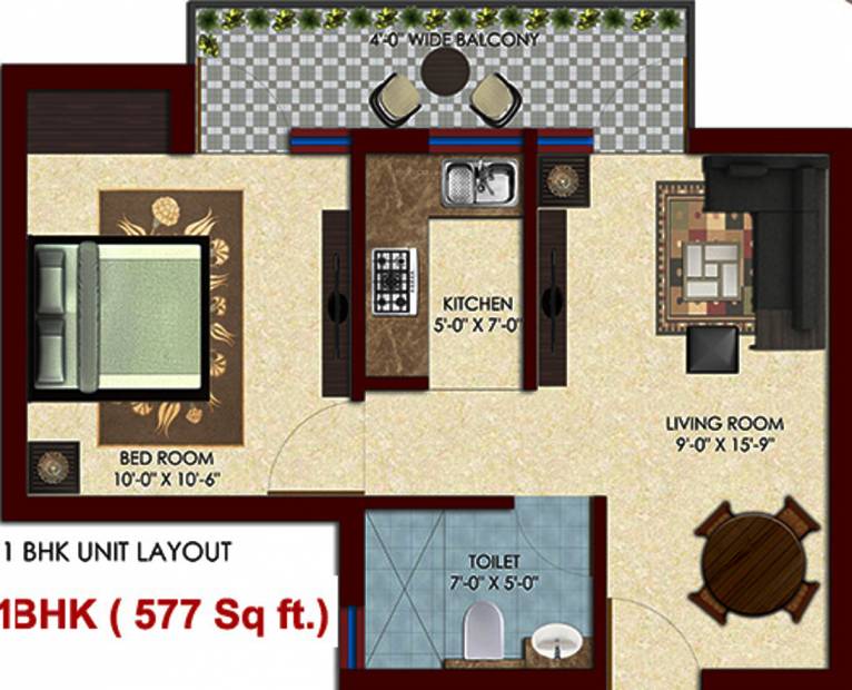 Supreme Luvitra (1BHK+1T (577 sq ft) 577 sq ft)