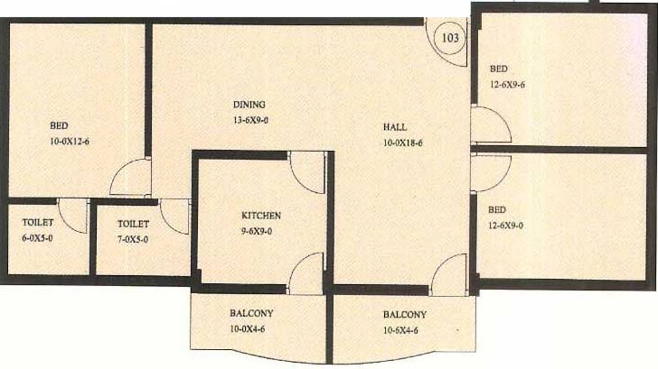 Floor Plan (3BHK+2T (1,218 sq ft) 1218 sq ft) Adith Constructions Cascia Victoria Floor Plan (3BHK+2T (1,218 sq ft) 1218 sq ft)