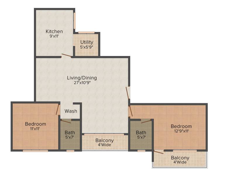 Providence Dasha (2BHK+2T (1,275 sq ft) 1275 sq ft)