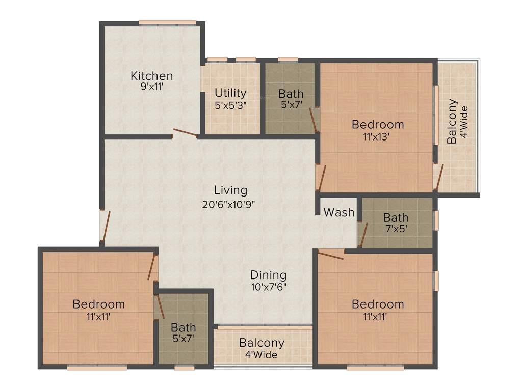 Providence Dasha (3BHK+3T (1,450 sq ft) 1450 sq ft)