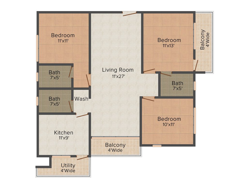 Providence Dasha (3BHK+3T (1,460 sq ft) 1460 sq ft)