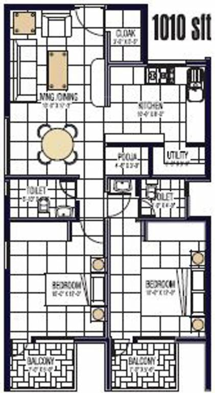 Niketan Tranquil Terrace (2BHK+2T (1,010 sq ft) + Pooja Room 1010 sq ft)