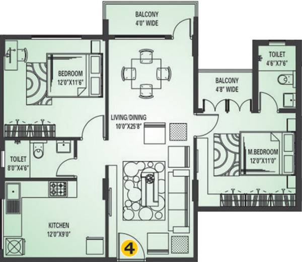 Chirag Surya Residency (2BHK+2T (1,069 sq ft) 1069 sq ft)