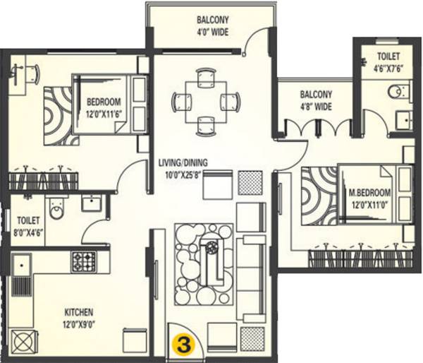 Chirag Surya Residency (2BHK+2T (1,079 sq ft) 1079 sq ft)