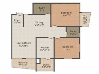 Landmark Green County (2BHK+2T (1,230 sq ft) 1230 sq ft)