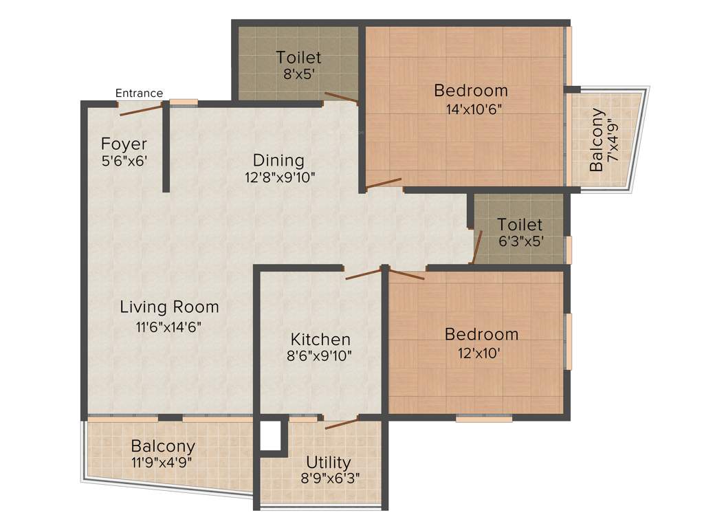 Landmark Green County (2BHK+2T (1,230 sq ft) 1230 sq ft)