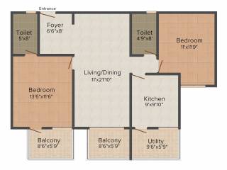 Landmark Green County (2BHK+2T (1,245 sq ft) 1245 sq ft)